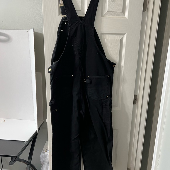 Carhartt Men's Overalls Romper Jumpsuit Bib Pants Black Canvas Jeans - Picture 3 of 16